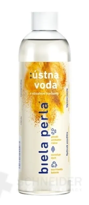 Mundwasser mit weißen Perlen