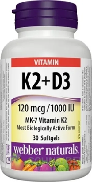 Webber Naturals Vitamin K2+D3 120 µg/1000 IE
