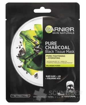 GARNIER Skin Black Mask PURE CHARCOAL Schwarzalgen