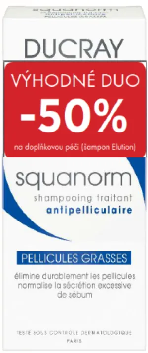 Ducray Squanorm Shampoo gegen fettige Schuppen 200 ml + Elution Shampoo 200 ml