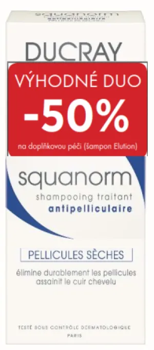 Ducray Squanorm Shampoo gegen trockene Schuppen 200 ml + Elution Shampoo 200 ml