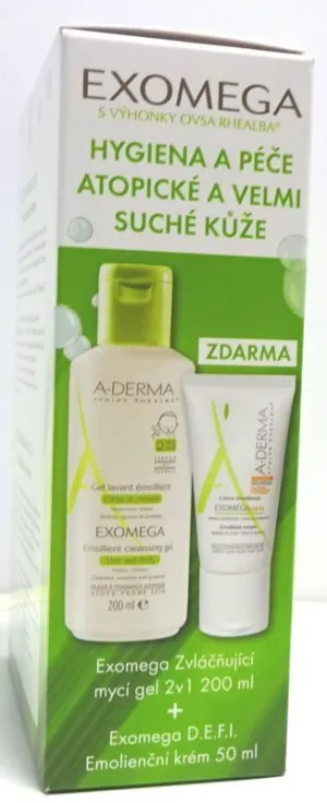 A-Derma Exomega weichmachendes Waschgel 200 ml + Exomega Emollient Creme 50 ml