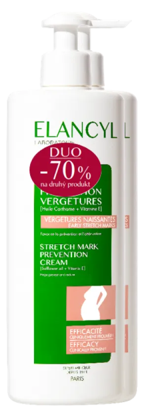 Elancyl Prevention Vergetures Creme zur Vorbeugung und Reduzierung von Dehnungsstreifen, 2 x 500 ml